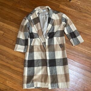 princess polly checkered plaid trench coat